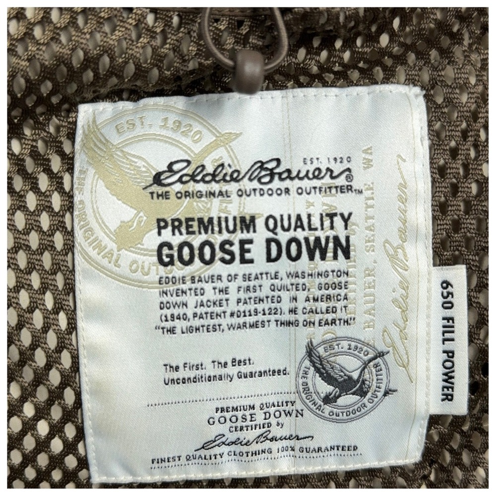 Eddie Bauer Men's Puffer Vest XL Brown Vintage Goose Down Quilted Outdoors - Picture 5 of 16